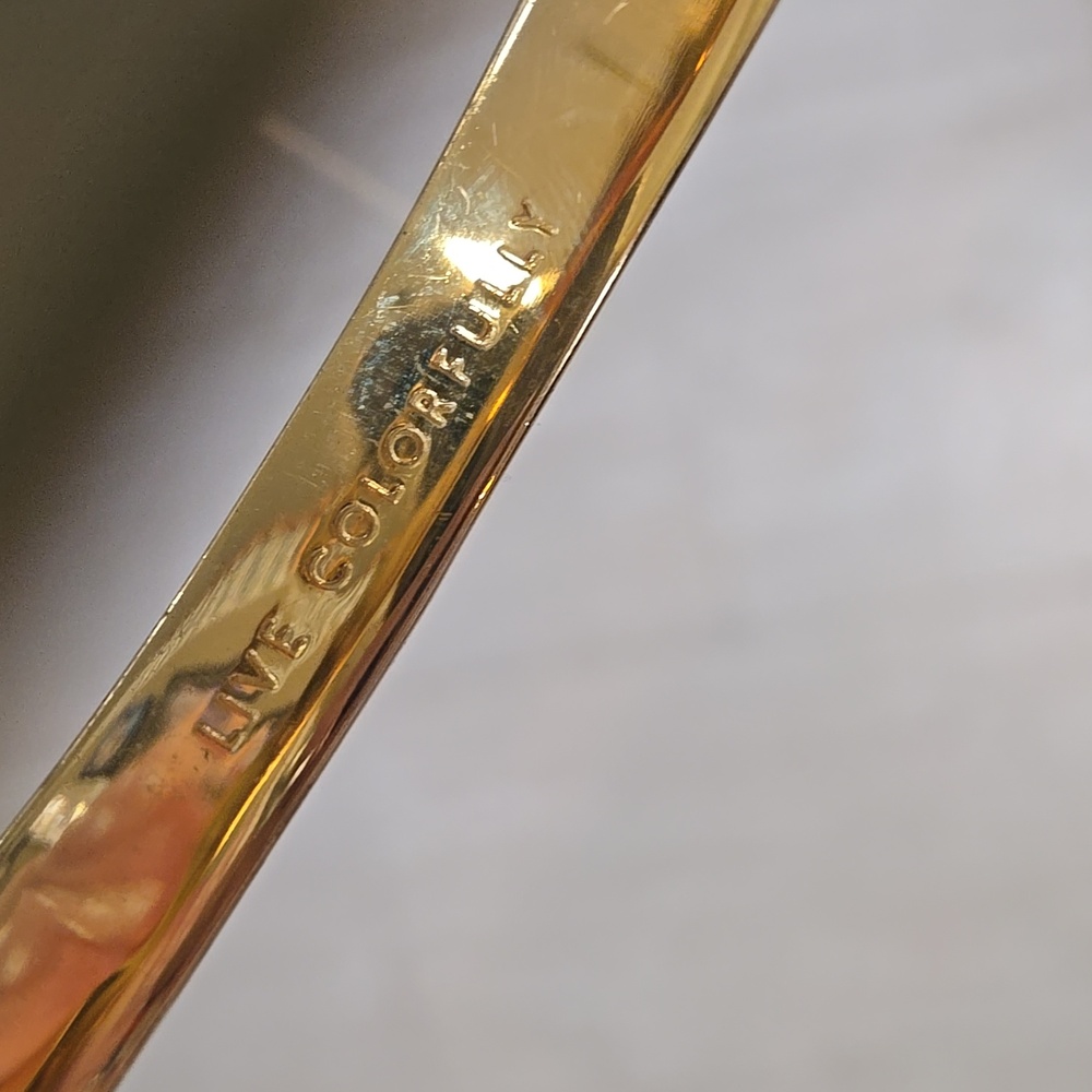 Kate Spade "Live Colorfully" Gold/Cream Enamel Bangle Bracelet - Picture 6 of 7